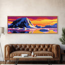 Icy Mountain, Sunset Over Ice, Vibrant Frozen Landscape, Cool Color Palette, Arctic Beauty, Bold Wall Art, Canvas Print