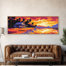 Beach House, Tropical Sunset, Coastal Retreat, Canvas Print, Vacation Wall Art, Vibrant Colors, Relaxing Home Decor, Island Life