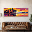 Autumn Reflection, Fall Landscape, Nature Wall Art, Warm Sunset, Tranquil Lake, Cabin Decor, Vibrant Colors, Framed Canvas Print