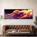 Jellyfish Glow, Ocean Art, Underwater Scene, Vibrant Colors, Marine Life, Surreal Design, Unique Wall Decor, Canvas Print