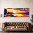 Sunset Over Water, Vibrant Landscape, Serene Lake, Cabin Retreat, Warm Color Palette, Living Room Decor, Canvas Print