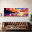 Vibrant Lake Sunset, Nature Art, Colorful Landscape, Living Room Decor, Framed Canvas Print, Cozy Cabin, Bright Wall Art, Autumn Home