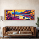 Porch View, Cabin Wall Art, Mountain Landscape, Rustic Home, Framed Canvas Print, Lakehouse Decor, Warm Sunset, Cozy Retreat