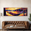 Hammock Escape, Relaxing Wall Art, Lakeside Decor, Cozy Home, Framed Canvas Print, Nature Lover, Rustic Retreat, Cabin Vibes
