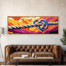 Nautical Rope, Boho Wall Art, Ocean Decor, Rustic Home, Framed Canvas Print, Vibrant Colors, Coastal Aesthetic, Seaside Retreat