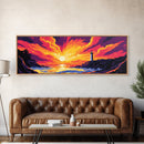 Lighthouse Sunset, Coastal Canvas Art, Nautical Wall Decor, Ocean Sunset Print, Vibrant Seascape, Framed Canvas Print, Living Room Art