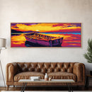 Wooden Rowboat, Lake Sunset Art, Nautical Wall Decor, Nature Inspired Print, Framed Canvas Print, Cabin Home Art, Peaceful Bedroom Decor