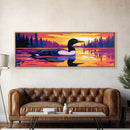 Loon on Lake, Nature Wildlife Art, Tranquil Water Scene, Rustic Home Decor, Framed Canvas Print, Cabin Wall Art, Peaceful Living Room Art