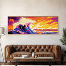 Sunset Ocean, Coastal Wave, Vibrant Seascape, Beach House Decor, Canvas Print, Nautical Wall Art, Surfing Home Decor, Summer Vibes
