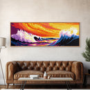 Rolling Waves, Ocean Sunset, Coastal Wall Art, Vibrant Beach Scene, Framed Canvas Print, Nautical Decor, Surfer Room, Seascape Painting