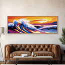 Ocean Waves, Sunset Beach, Vibrant Coastal, Modern Art, Canvas Print, Living Room Wall Art, Beach House Decor, Large Wall Art