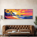 Beach Paradise, Palm Trees, Vibrant Sunset, Coastal Scene, Canvas Print, Living Room Wall Art, Island Escape, Tropical Home Decor