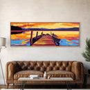 Wooden Dock, Tranquil Lake, Sunset Reflection, Serene Escape, Canvas Print, Cabin Decor, Nature Wall Art, Bedroom Wall Art