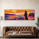 Woman By Lake, Serene Landscape, Sunset Painting, Nature Art, Canvas Print, Cozy Bedroom Art, Modern Wall Decor, Boho Living Space