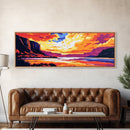 Canyon Sunset, River View, Dramatic Landscape, Framed Canvas Print, Bold Colors, Scenic Wall Art, Living Room Decor, Rustic Home