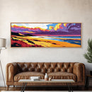 Lake View, Sunset Beach, Vibrant Seascape, Framed Canvas Print, Coastal Wall Art, Beach House Decor, Bold Colors, Summer Vibes