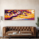 Majestic Oak, Sunset Landscape, Scenic View, Framed Canvas Print, Warm Tones, Living Room Art, Rustic Home Decor, Boho Vibes