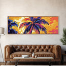 Tropical Palm Trees, Sunset Sky, Boho Wall Art, Framed Canvas Print, Beach House Decor, Vibrant Landscape, Coastal Artwork, Bedroom Art