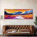 Mountain Valley, Snowy Peaks, Framed Canvas Print, Landscape Art, Home Office Decor, Nature Scene, Fall Artwork, Large Wall Art