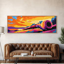 Ancient Horn, Fantasy Art, Framed Canvas Print, Surreal Landscape, Mystical Decor, Vibrant Wall Art, Gift Idea, Bohemian Artwork