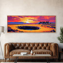 Sunken Hole, Sunset Glow, Framed Canvas Print, Surreal Landscape Art, Mystical Wall Decor, Vibrant Nature Scene, Living Room Art