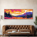 Mountain Sunset, Forest View, Framed Canvas Print, Cozy Cabin Decor, Vibrant Landscape Art, Fall Wall Art, Living Room Art, Rustic Home