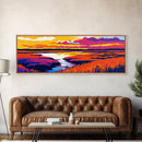 River Marsh, Golden Sunset, Framed Canvas Print, Boho Wall Art, Nature Landscape, Home Office Decor, Rustic Artwork, Vibrant Scene
