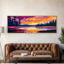 Lake Reflection, Colorful Trees, Sunset Water Scene, Nature Art, Canvas Print, Cabin Decor, Living Room Wall Art, Autumn Inspired Art