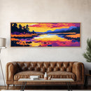 Sunset River, Autumn Landscape, Colorful Nature, Framed Canvas Print, Living Room Wall Art, Rustic Decor, Cabin Wall Hanging, Vibrant Art