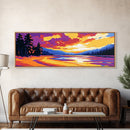 Mountain Reflection, Bold Colors, Nature Painting, Framed Canvas Print, Living Room Wall Art, Boho Home Decor, Gift Idea, Autumn Aesthetic