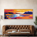 River Valley, Serene Water, Colorful Sunset, Framed Canvas Print, Nature Wall Art, Home Office Decor, Country Landscape, Fall Aesthetic