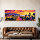 Vineyard Sunset, Rolling Hills, Wine Country, Framed Canvas Print, Farmhouse Art, Dining Room Wall Art, Living Room Decor, Vibrant Colors