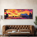 Farmhouse Landscape, Country Living, Rural Sunset, Framed Canvas Print, Rustic Wall Art, Home Office Decor, Cozy Fall Aesthetic, Warm Colors