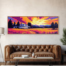 Countryside Home, Vibrant Sunset, Rural Landscape, Framed Canvas Print, Cozy Living Room Art, Farmhouse Wall Decor, Autumn Home Aesthetic