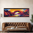 Desert Arch, Sunset Landscape, Western Nature, Vibrant Rocks, Framed Canvas Print, Boho Home Decor, Office Wall Art, Nature Lover Gift