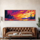 Cabin Sunset, Mountain Retreat, Cozy Home, Rustic Nature, Framed Canvas Print, Fall Decor, Country Wall Art, Living Room Decoration