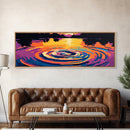 Water Ripples, Sunset Reflection, Tranquil Lake, Vibrant Nature, Framed Canvas Print, Zen Home Decor, Meditative Art, Living Room Wall Art
