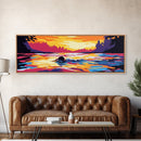 Sunset Swimmer, Water Reflection, Vibrant Wall Art, Framed Canvas Print, Living Room Decor, Modern Art, Colorful Home Accent