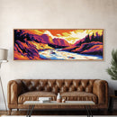River Valley, Sunset Landscape, Vibrant Wall Art, Framed Canvas Print, Living Room Decor, Nature Scene, Western Art, Boho Style