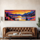 Twilight Lake, Mountain Reflection, Nature Serenity, Canvas Print, Living Room Wall Art, Modern Landscape, Wilderness Decor, Cozy Vibes