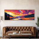 Coastal Rocks, Ocean Waves, Bold Sunset, Canvas Print, Beach House Wall Art, Nautical Decor, Vibrant Seascape, Summer Home Accent