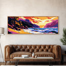 Ocean Waves, Coastal Scene, Vibrant Seascape, Canvas Print, Beach House Decor, Living Room Wall Art, Nature Artwork, Sunset Painting