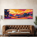 Countryside Barn, Sunset Art, Rural Landscape, Warm Autumn Decor, Canvas Print, Cozy Home Wall Art, Rustic Farmhouse Painting