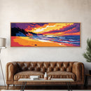 Coastal Serenity, Tropical Beach, Sunset Seascape, Framed Canvas Print, Ocean Horizon Art, Vibrant Nautical Decor, Modern Living Room Art