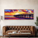 Sunset Pier, Beach Wall Art, Coastal Decor, Vibrant Seascape, Framed Canvas Print, Modern Home Art, Large Landscape, Ocean Sunset
