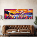 Golden Wheat Field, Sunset Grassland, Vibrant Nature, Abstract Landscape, Framed Canvas Print, Kitchen Wall Art, Modern Farmhouse