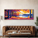 Lakeside Forest, Autumn Reflection, Serene Landscape, Nature Escape, Framed Canvas Print, Rustic Wall Art, Warm Colors, Relaxing Art