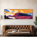 Desert Plateau, Mountain View, Vibrant Landscape, Bold Nature Scene, Framed Canvas Print, Southwestern Decor, Living Room Wall Art