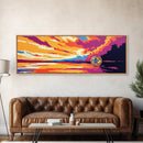 Sunset Reflection, Golden Lake, Tranquil Water, Vibrant Sky, Framed Canvas Print, Living Room Decor, Colorful Nature, Serene Art