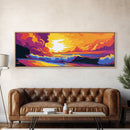 Ocean Sunset, Rolling Waves, Bold Seascape, Vibrant Colors, Framed Canvas Print, Beach House Decor, Tranquil View, Nautical Theme